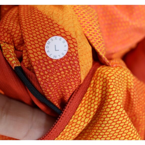 Lululemon T.H.E. Shorts Orange Print Linerless 9" Mens Size L Geometric Zip - Picture 2 of 6